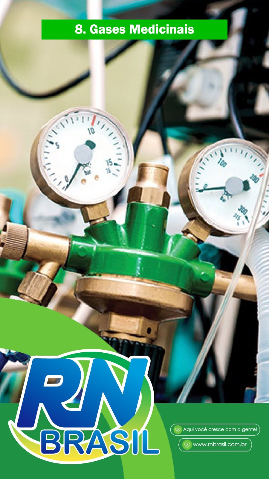 Gases medicinais e industriais, cilindros e reguladores